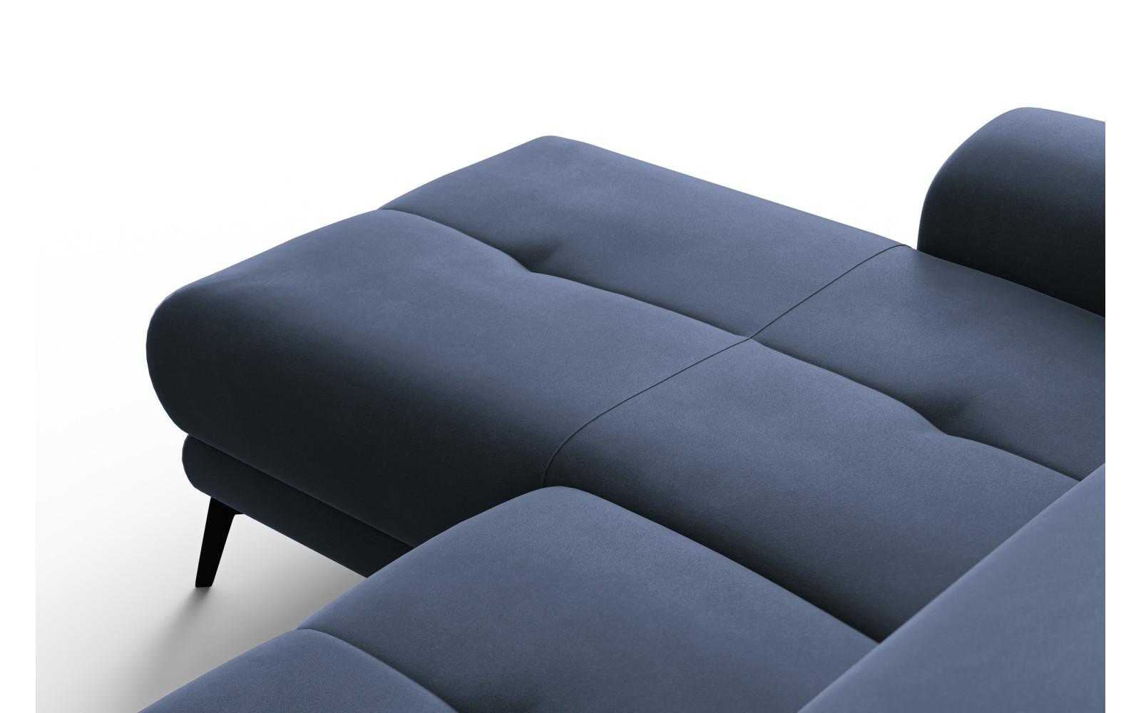 Canapé d'angle relax 4 places gauche FIERO, tissu velours bleu marine