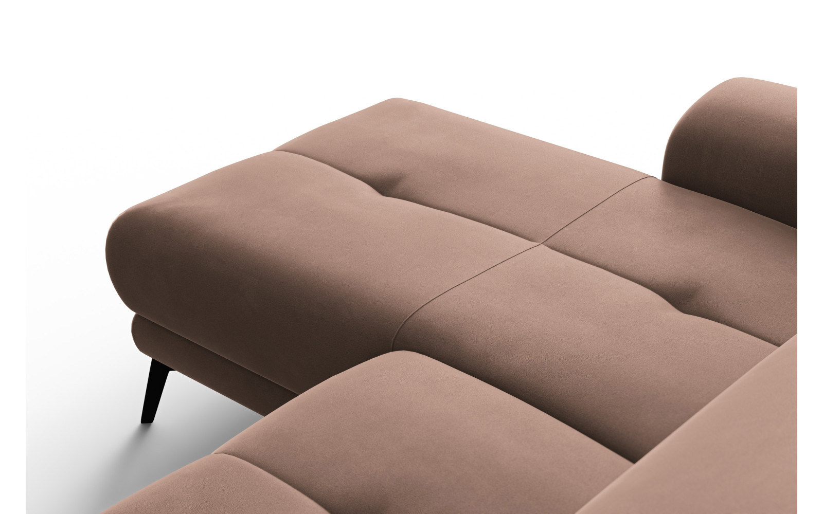 Canapé d'angle relax 4 places gauche FIERO, tissu velours marron