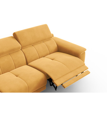 Canapé d'angle relax 4 places gauche FIERO, tissu velours jaune