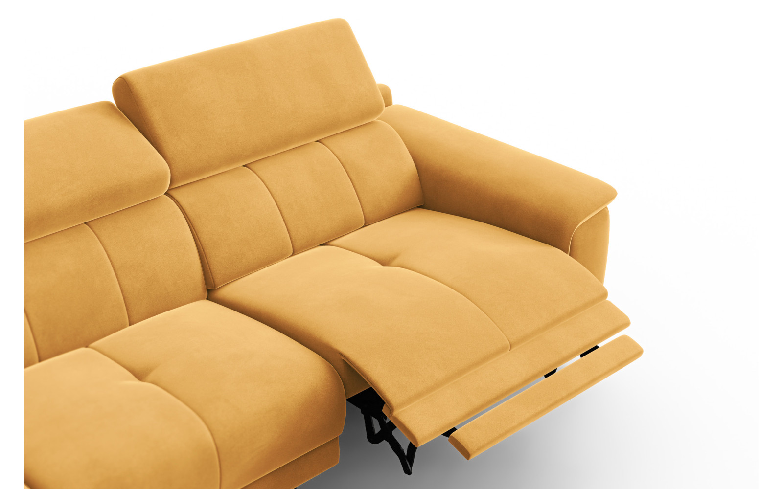 Canapé d'angle relax 4 places gauche FIERO, tissu velours jaune