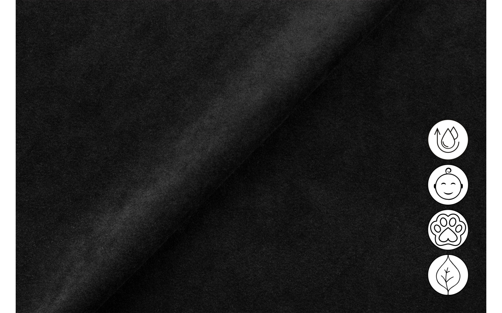 Canapé d'angle relax 4 places gauche FIERO, tissu velours noir
