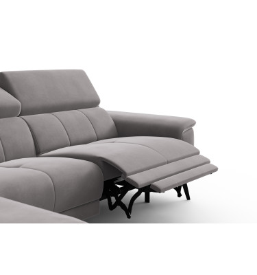 Canapé d'angle relax 4 places gauche FIERO, tissu velours gris foncé