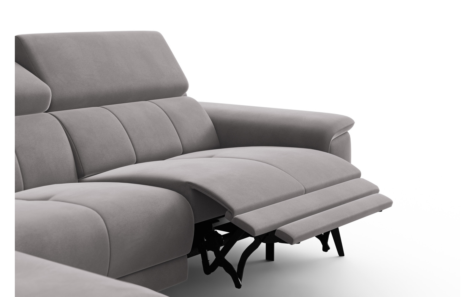Canapé d'angle relax 4 places gauche FIERO, tissu velours gris foncé