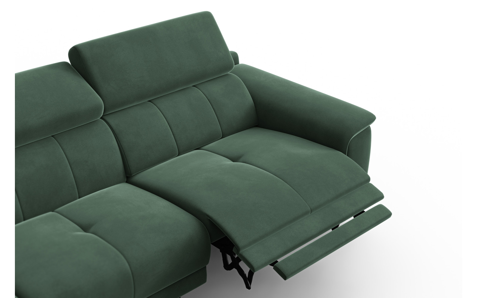 Canapé d'angle relax 4 places gauche FIERO, tissu velours vert