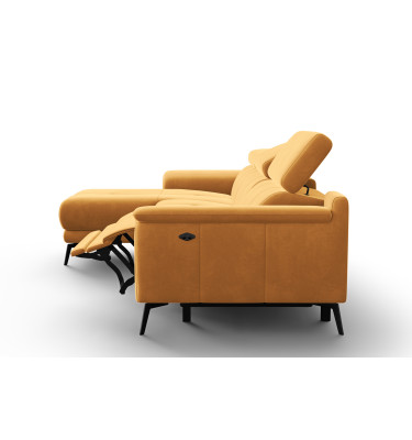Canapé d'angle relax 4 places gauche FIERO, tissu velours jaune
