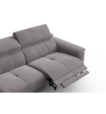 Canapé d'angle relax 4 places gauche FIERO, tissu velours gris foncé