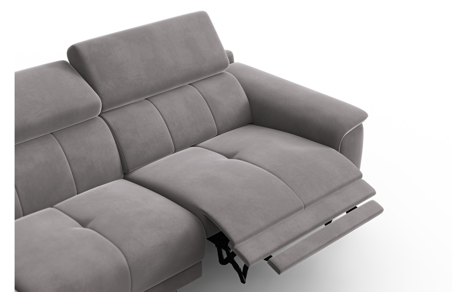 Canapé d'angle relax 4 places gauche FIERO, tissu velours gris foncé