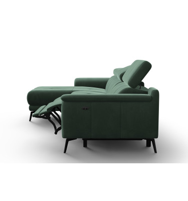 Canapé d'angle relax 4 places gauche FIERO, tissu velours vert