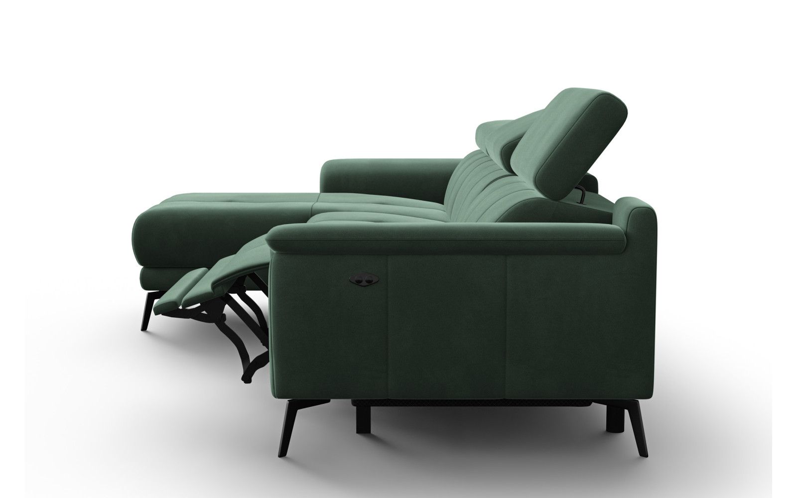 Canapé d'angle relax 4 places gauche FIERO, tissu velours vert