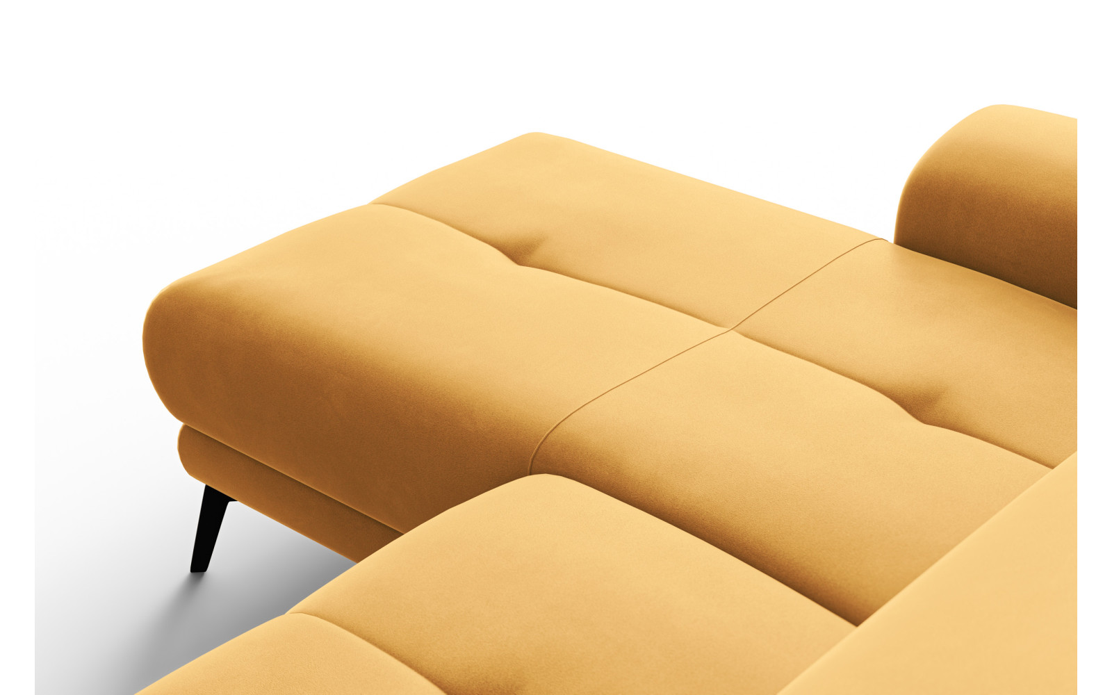 Canapé d'angle relax 4 places gauche FIERO, tissu velours jaune