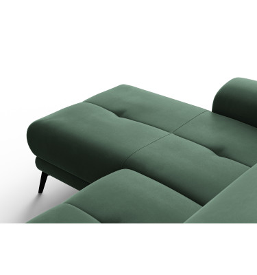 Canapé d'angle relax 4 places gauche FIERO, tissu velours vert