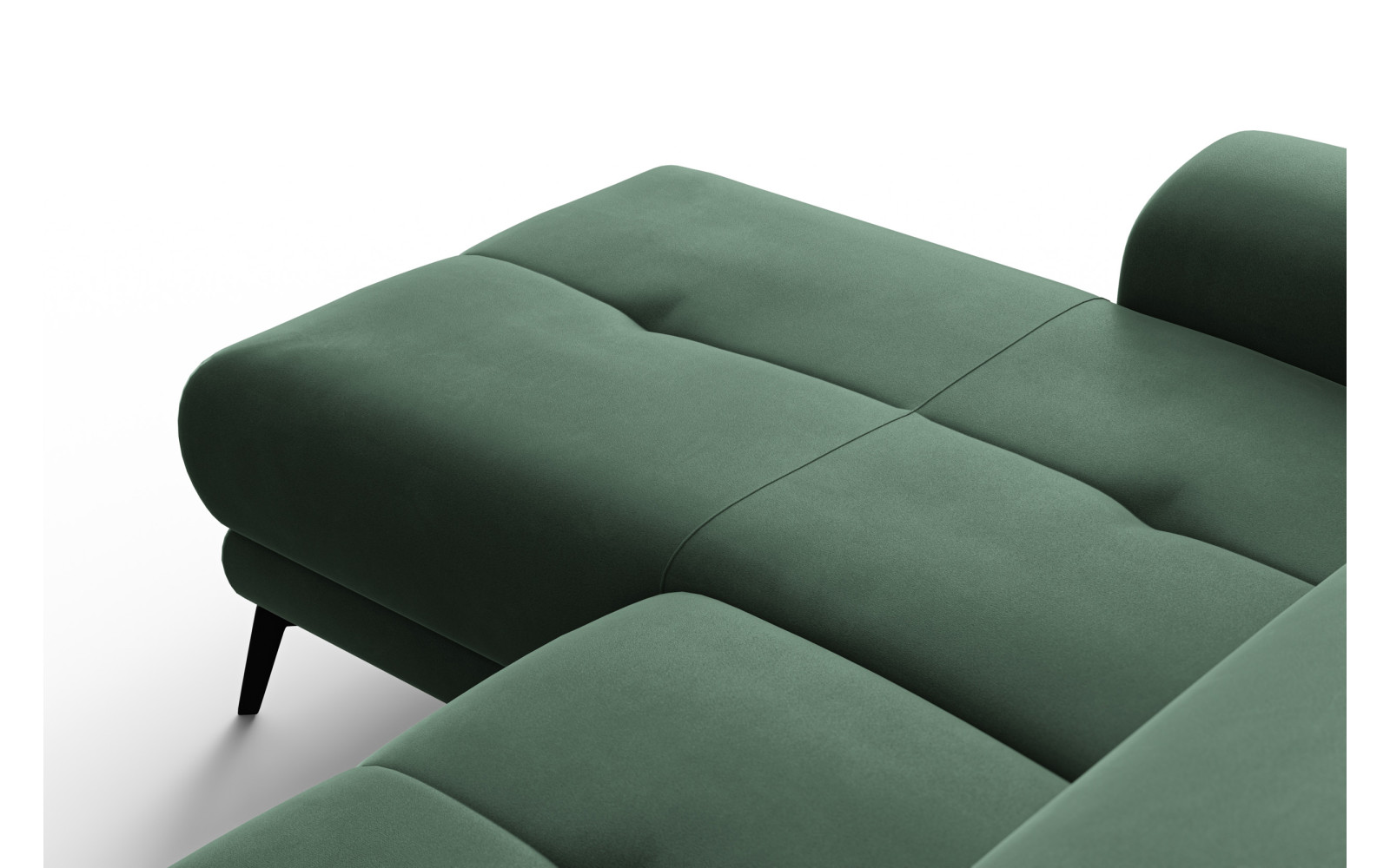 Canapé d'angle relax 4 places gauche FIERO, tissu velours vert