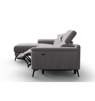 Canapé d'angle relax 4 places gauche FIERO, tissu velours gris foncé