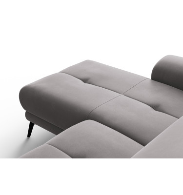 Canapé d'angle relax 4 places gauche FIERO, tissu velours gris foncé