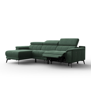 Canapé d'angle relax 4 places gauche FIERO, tissu velours vert