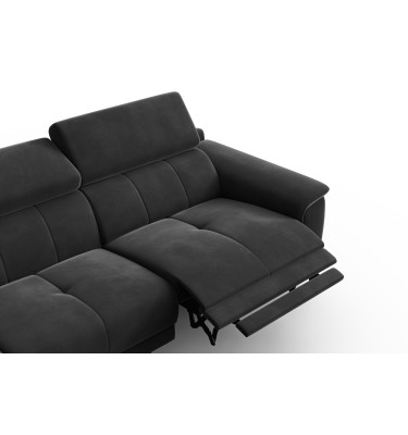 Canapé d'angle relax 4 places gauche FIERO, tissu velours noir