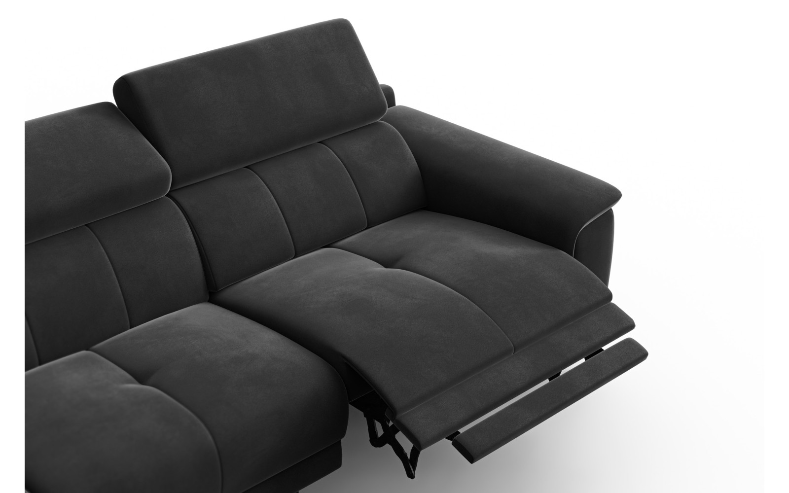 Canapé d'angle relax 4 places gauche FIERO, tissu velours noir