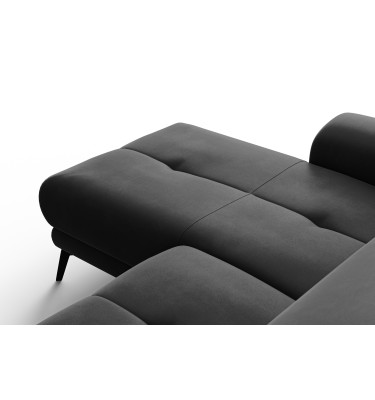 Canapé d'angle relax 4 places gauche FIERO, tissu velours noir