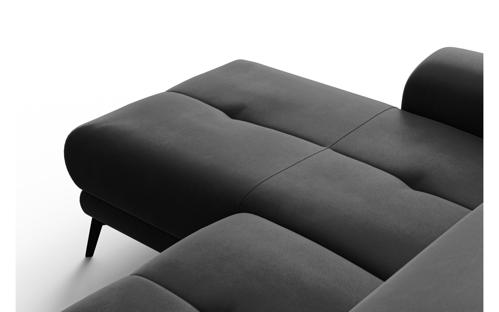 Canapé d'angle relax 4 places gauche FIERO, tissu velours noir
