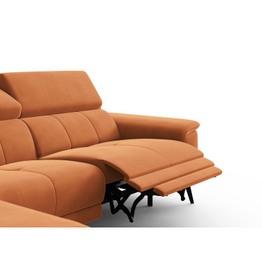 Canapé d'angle relax 4 places gauche FIERO, tissu velours orange