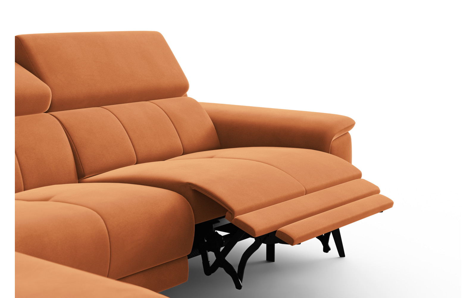 Canapé d'angle relax 4 places gauche FIERO, tissu velours orange