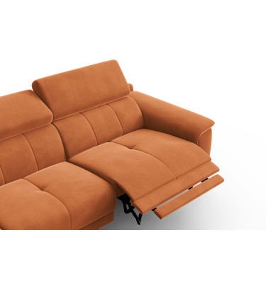 Canapé d'angle relax 4 places gauche FIERO, tissu velours orange