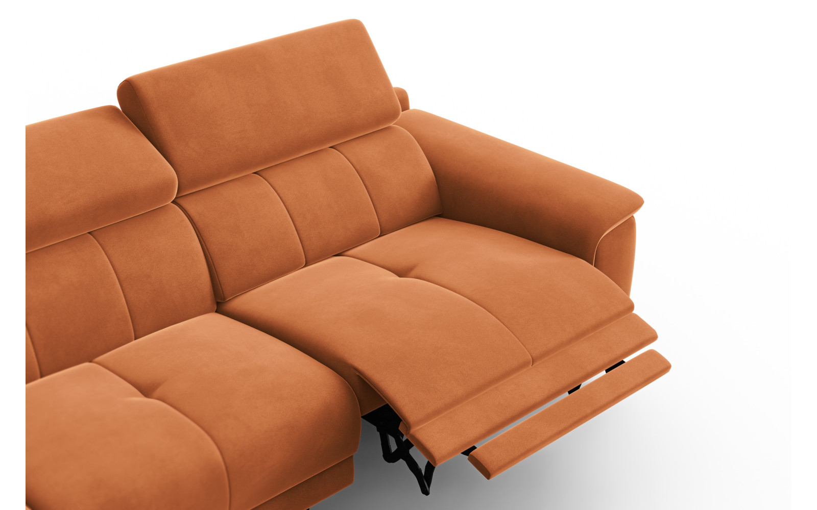 Canapé d'angle relax 4 places gauche FIERO, tissu velours orange