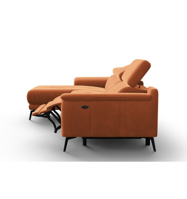 Canapé d'angle relax 4 places gauche FIERO, tissu velours orange