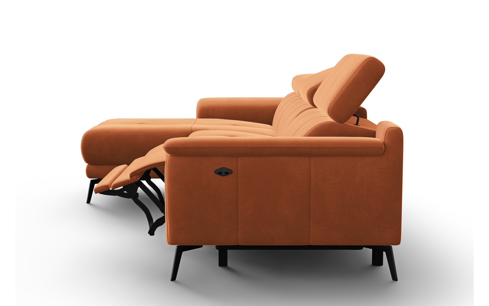 Canapé d'angle relax 4 places gauche FIERO, tissu velours orange