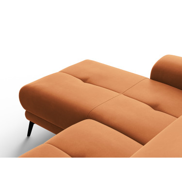 Canapé d'angle relax 4 places gauche FIERO, tissu velours orange