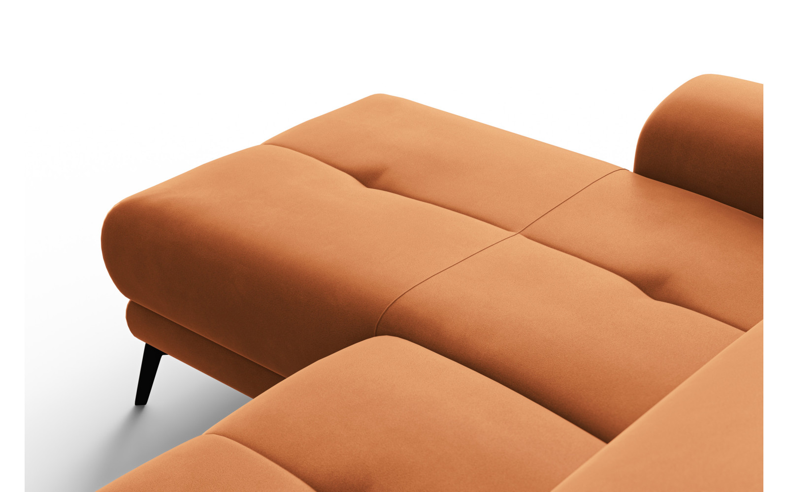 Canapé d'angle relax 4 places gauche FIERO, tissu velours orange