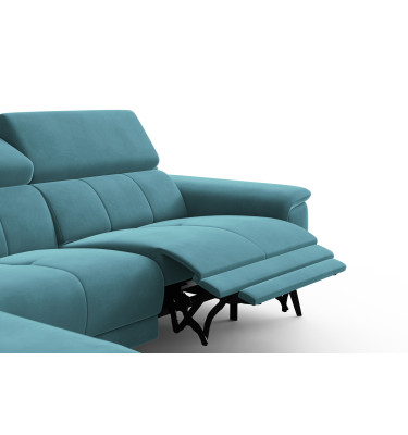 Canapé d'angle relax 4 places gauche FIERO, tissu velours turquoise