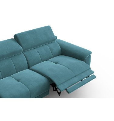 Canapé d'angle relax 4 places gauche FIERO, tissu velours turquoise