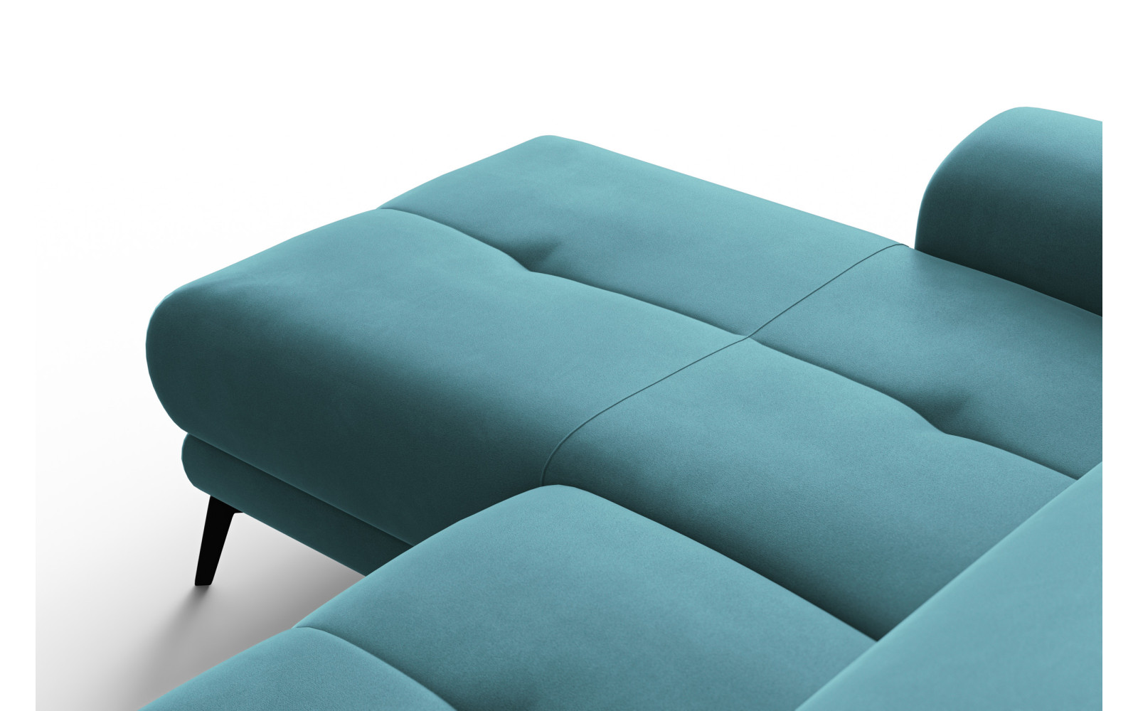 Canapé d'angle relax 4 places gauche FIERO, tissu velours turquoise