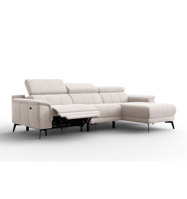 Canapé d'angle relax 4 places droit FIERO, tissu velours beige
