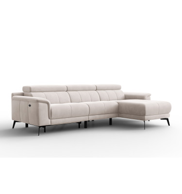 Canapé d'angle relax 4 places droit FIERO, tissu velours beige
