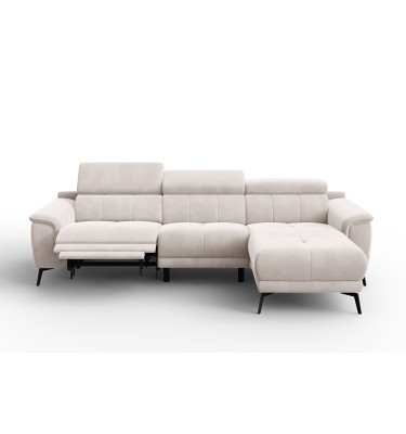 Canapé d'angle relax 4 places droit FIERO, tissu velours beige
