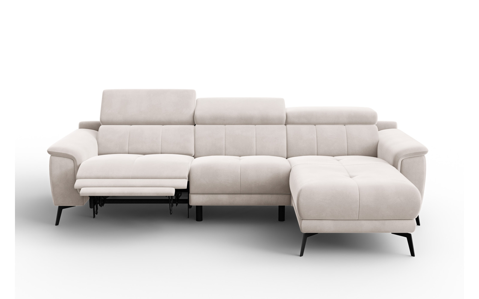 Canapé d'angle relax 4 places droit FIERO, tissu velours beige