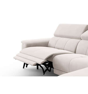 Canapé d'angle relax 4 places droit FIERO, tissu velours beige