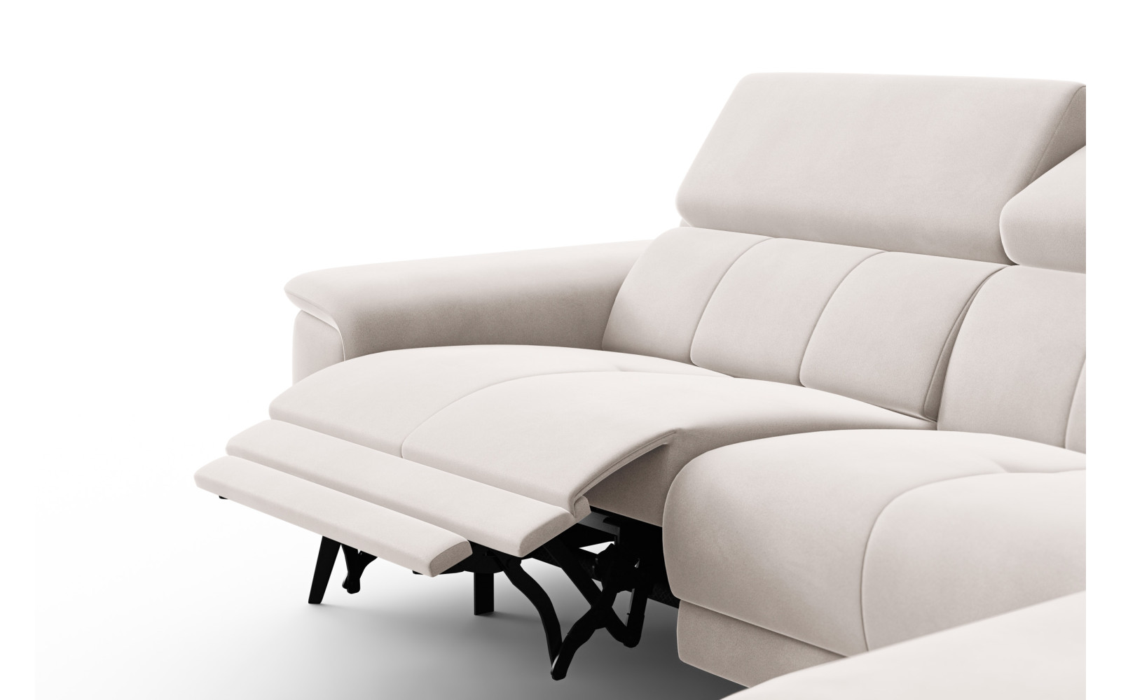 Canapé d'angle relax 4 places droit FIERO, tissu velours beige