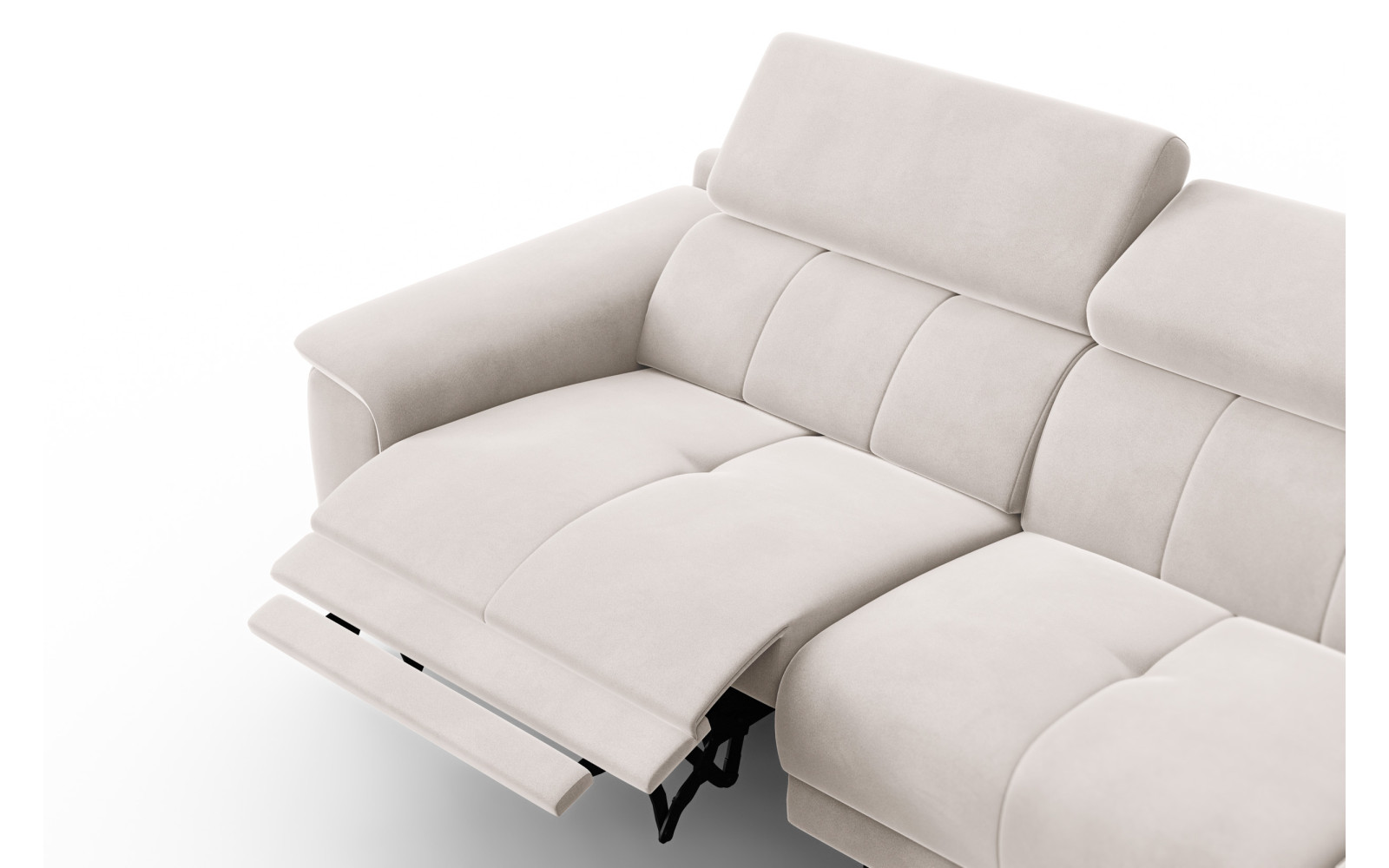 Canapé d'angle relax 4 places droit FIERO, tissu velours beige