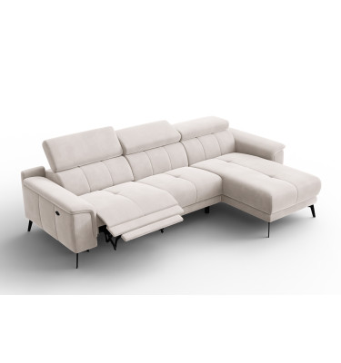Canapé d'angle relax 4 places droit FIERO, tissu velours beige