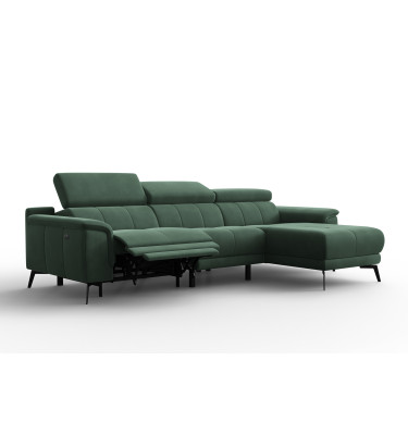Canapé d'angle relax 4 places droit FIERO, tissu velours vert