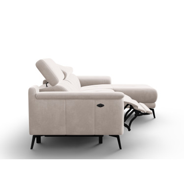Canapé d'angle relax 4 places droit FIERO, tissu velours beige