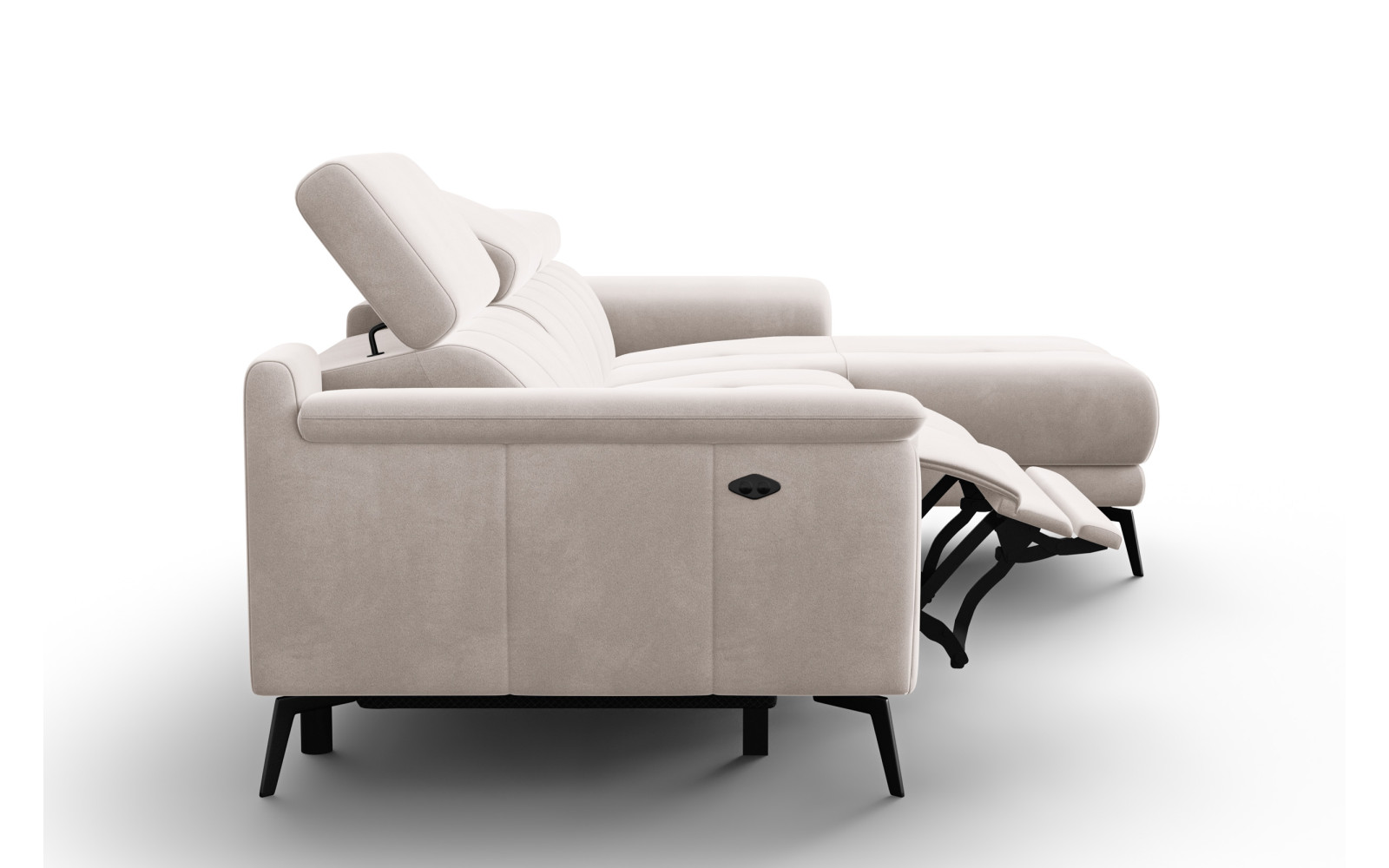 Canapé d'angle relax 4 places droit FIERO, tissu velours beige