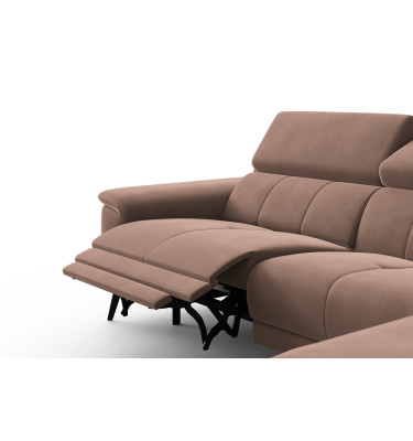 Canapé d'angle relax 4 places droit FIERO, tissu velours marron