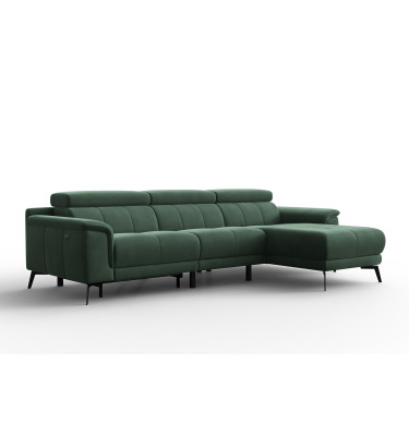 Canapé d'angle relax 4 places droit FIERO, tissu velours vert