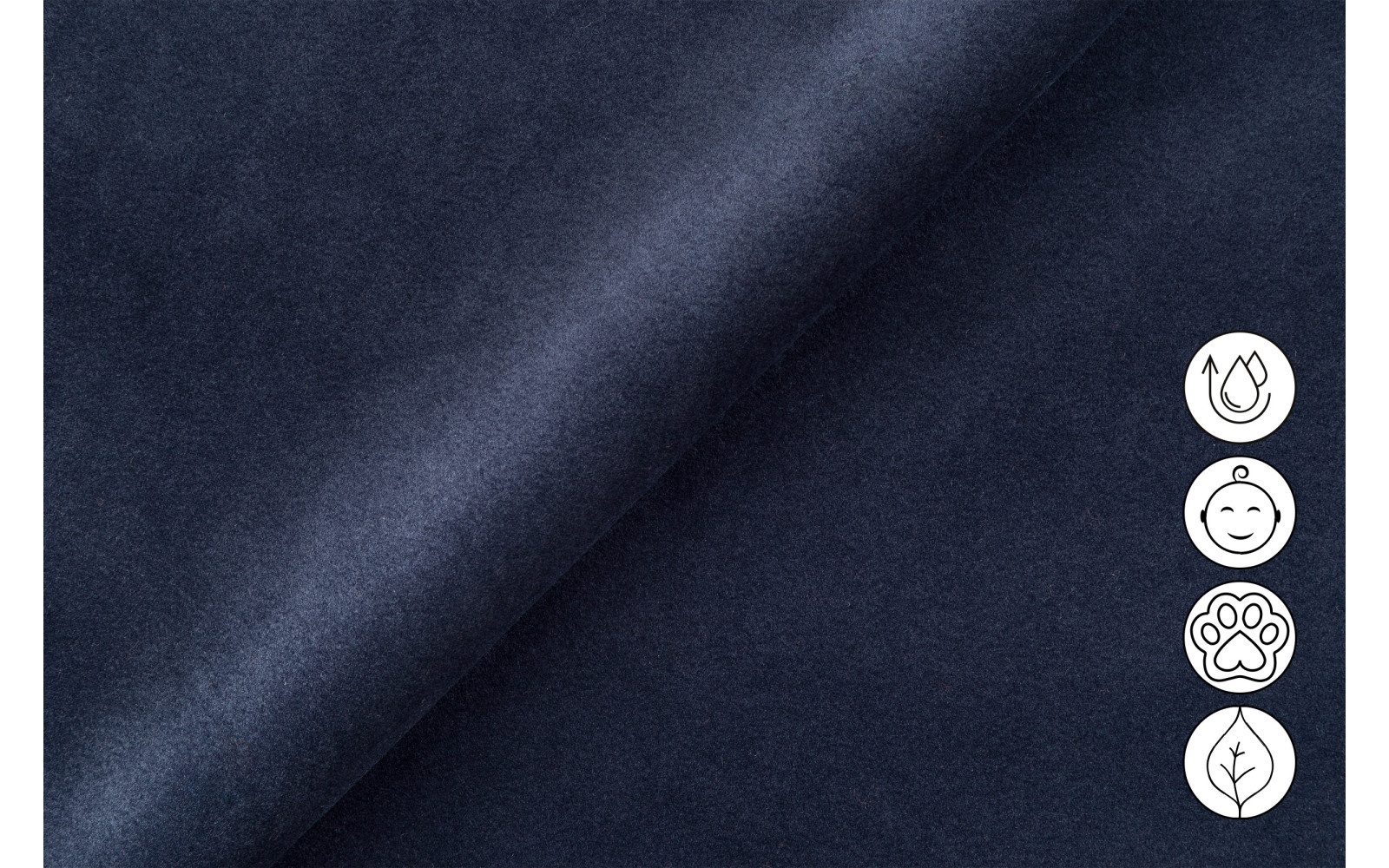 Canapé d'angle relax 4 places droit FIERO, tissu velours bleu marine