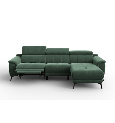 Canapé d'angle relax 4 places droit FIERO, tissu velours vert