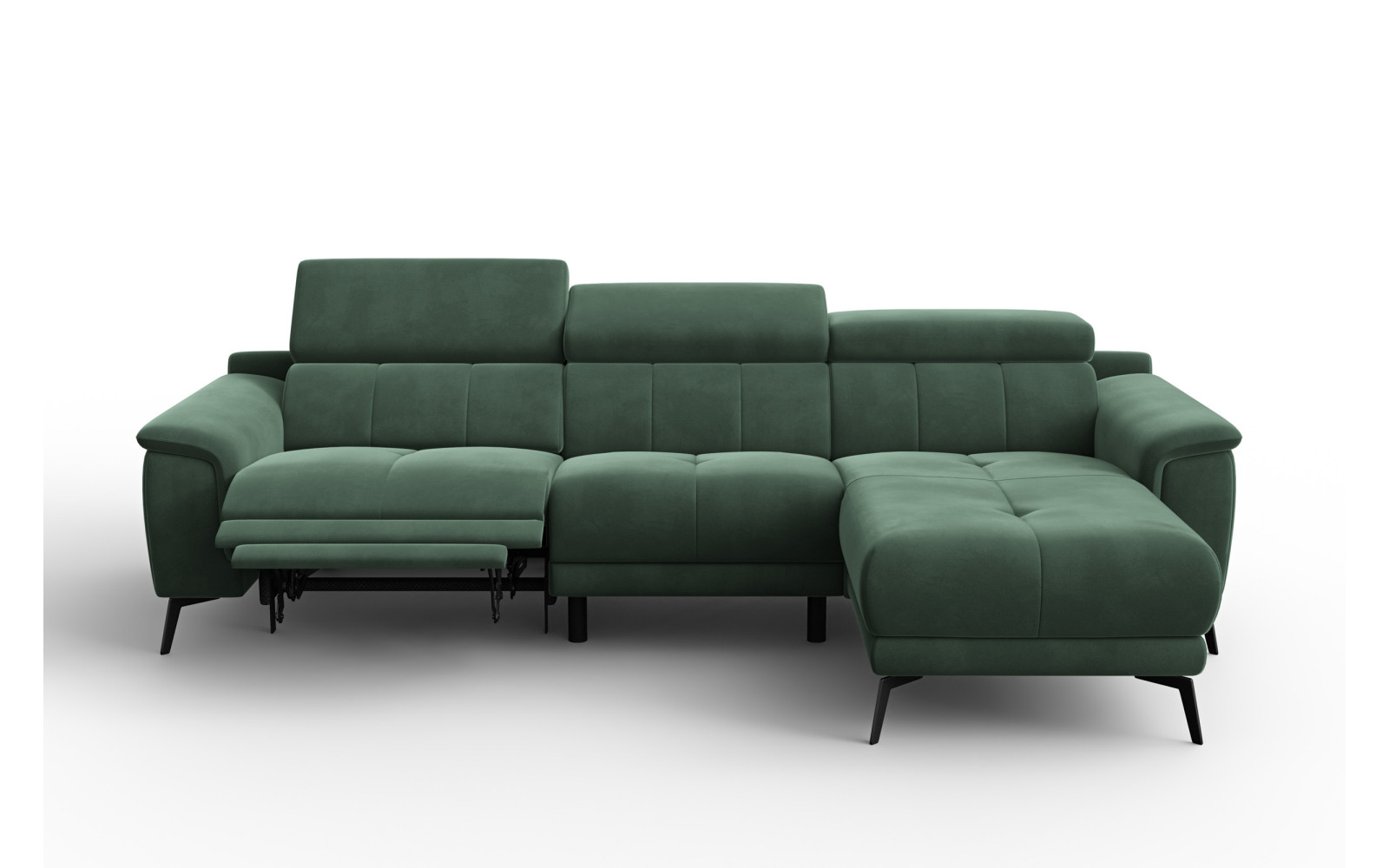 Canapé d'angle relax 4 places droit FIERO, tissu velours vert